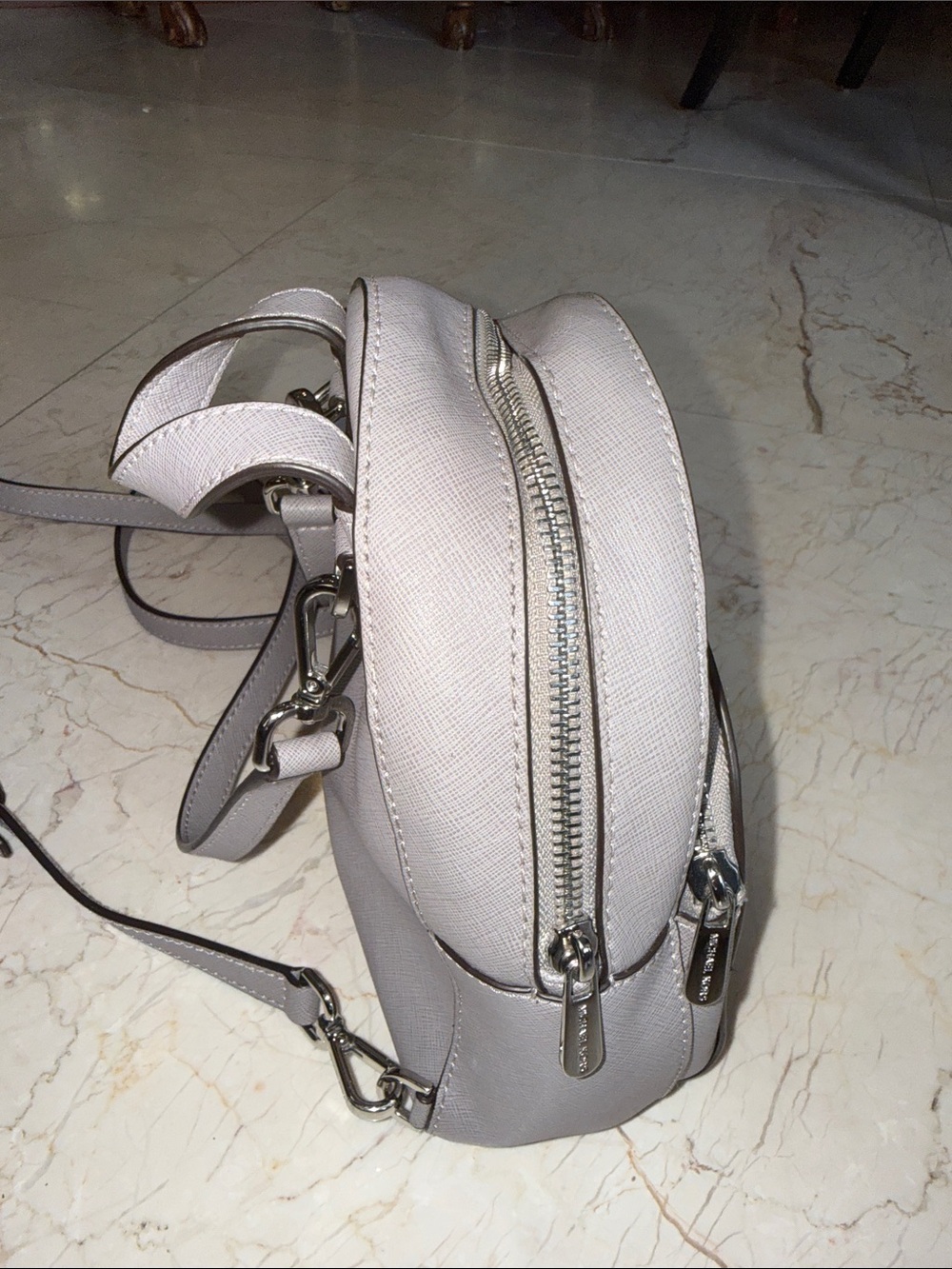 Michael Kors Light Gray Perforated Mini Backpack - Picture 4 of 8